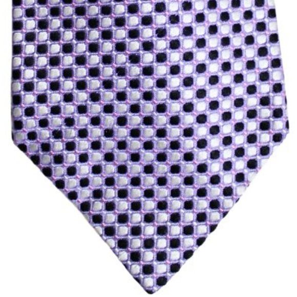 ⚡️BUY 3 for $35⚡️ Hathaway Tie 100% Silk, Pink, Purple & Black Polka Dot - Picture 2 of 6